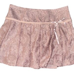 ROMWE Pink Lace Pleated Mini Skort with Bow Detail - Size Large NWT